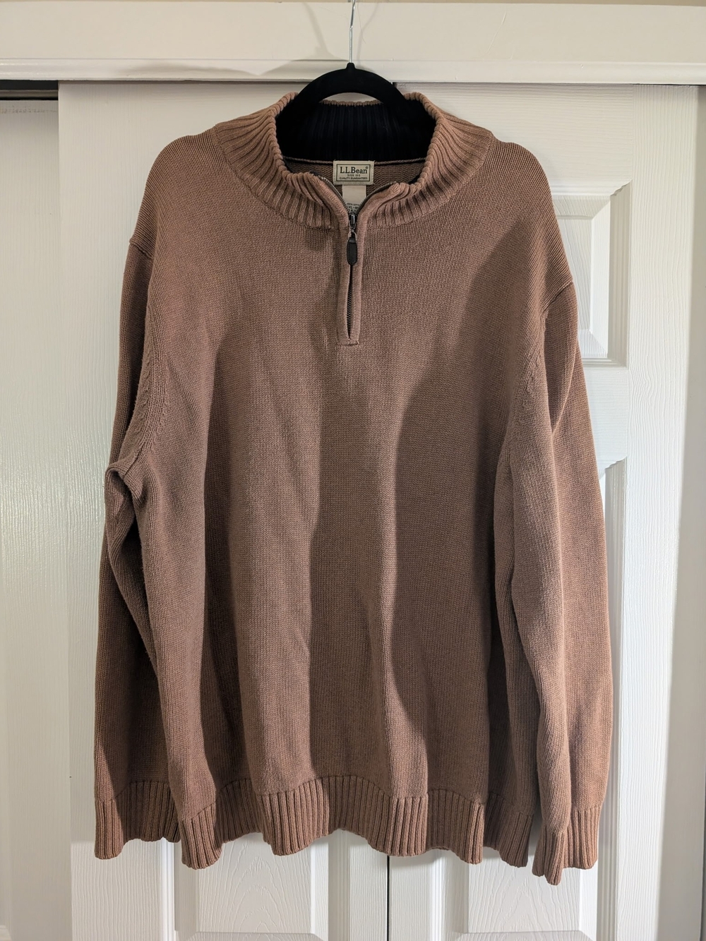 L.L. Bean Men's Zip-Neck Sweater in Taupe Brown